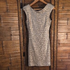Source Unknown Silver Sequin Backless Dress